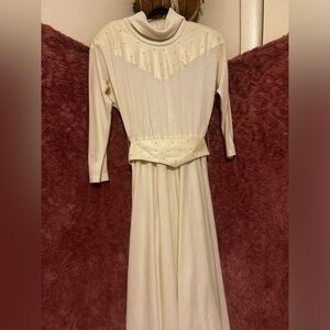 Rare Vintage Pearl Embellished 1980’s Formal Dress 8 with belt 80s Toni Todd